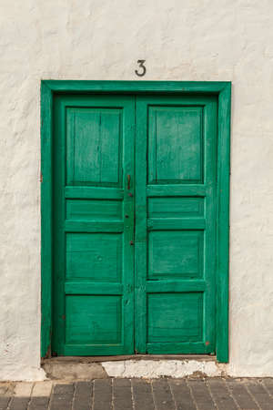 Antique door in Teguise, Lanzarote, Canary Islands, Spain.の写真素材