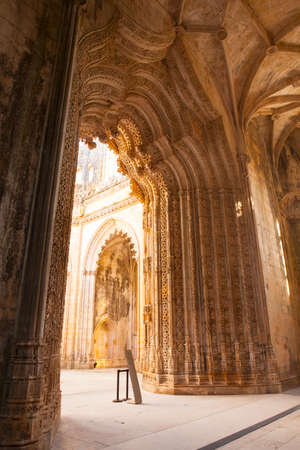 BATALHA, PORTUGAL - 08 0CTOBER 2015: Interior of the Monastery of Batalha. It is a Dominican medieval monastery in Portugal, the best and original examples of Late Gothic architecture in Portugal.のeditorial素材
