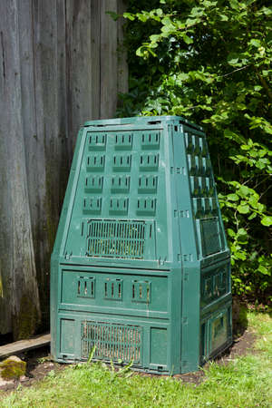 Image of compost bin in a autumn garden
