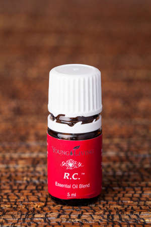 VILNIUS, LITHUANIA - 02 JANUARY,  2017: Bottle of Young R.C. essential oil blendのeditorial素材