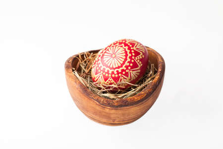 Easter eggs, Paschal eggs, decorated with beeswax - to celebrate Easter. Its old tradition in Lithuania, Eastern Europe.の写真素材