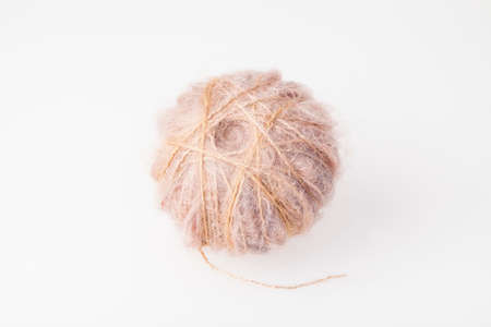 Ball of yarn on white backgroundの写真素材