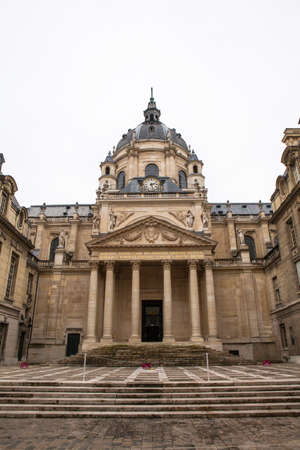 PARIS, FRANCE - JULY 10, 2014: The University of Paris ( Universite de Paris ), Sorbonne university, famous university in Paris, founded by Robert de Sorbon (1257) - one of first colleges in Europe.のeditorial素材