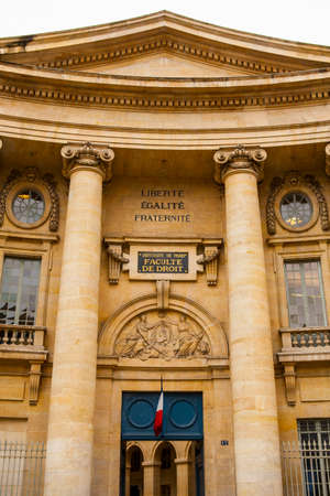PARIS, FRANCE - JULY 10, 2014: The University of Paris, Sorbonne university, famous university in Paris, founded by Robert de Sorbon (1257) - one of first colleges in Europe. Faculty of Law.のeditorial素材