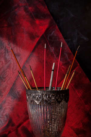 Image of burning aromatic incense sticks.Incense for prayng.の写真素材