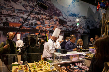 Berlin/Germany -January 22, 2020: Norwegian Stand on International Green Week ("GrÃ¼ne Woche") in Messe Berlin, Germany; the biggest exhibition of food, agriculture and gardening industries in Europe.のeditorial素材