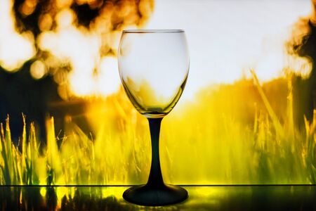 Crystal glass for wine on a beautiful backgroundの写真素材