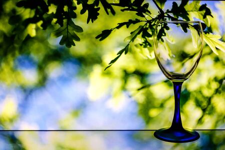 Crystal glass for wine on a beautiful backgroundの写真素材