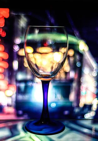 Crystal glass for wine on a beautiful backgroundの写真素材
