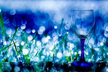Crystal glass for wine on a beautiful backgroundの写真素材