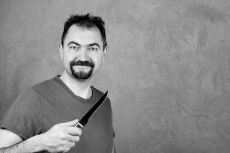 Emotions. Black and white portrait of a manの写真素材