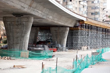 city shot of a bridge in construction