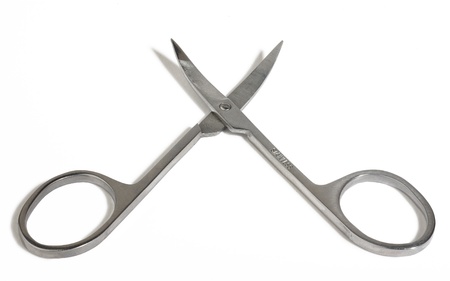 Steel scissors for cutting the nails. Curved blade.