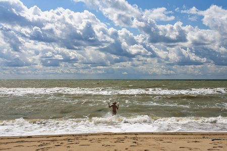 Black Sea  Sandy beach, waves の写真素材