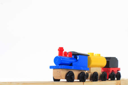 wood toy trainの写真素材