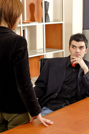 man and woman business meeting