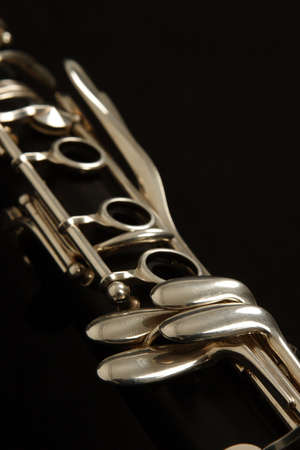 close up detail of a woodwind clarinetの写真素材