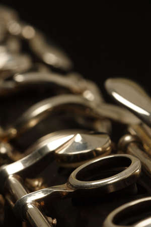 close up detail of a woodwind clarinetの写真素材