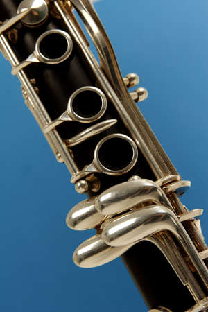close up detail of a woodwind clarinetの写真素材