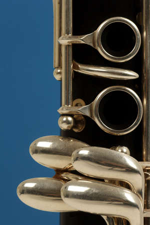 close up detail of a woodwind clarinetの写真素材