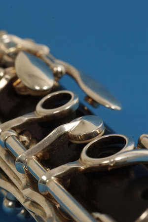 close up detail of a woodwind clarinetの写真素材