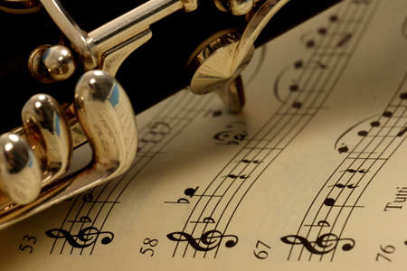 close up detail of a woodwind clarinetの写真素材