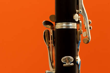 close up detail of a woodwind clarinetの写真素材