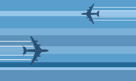 stylized flying aircraft travel illustrationのイラスト素材