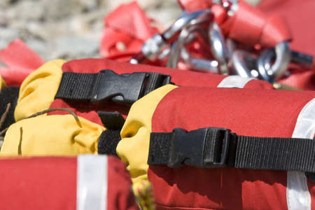 detailed view of river rescue throw lines