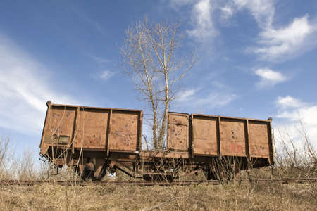 old abandoned rusting train and railwayの写真素材