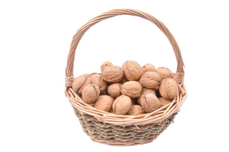 Basket with nutsの写真素材