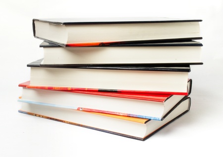 Five books of knowledge stacked in a pile     の写真素材
