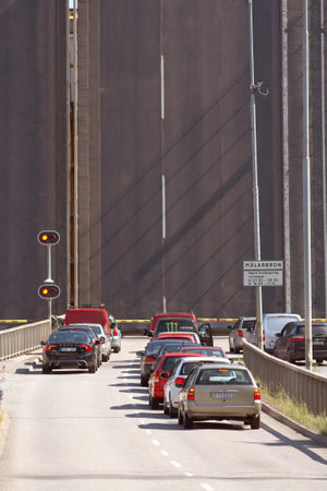 Bridge opening of Malarbron in Sodertalje, Sweden, July 30, 2012のeditorial素材