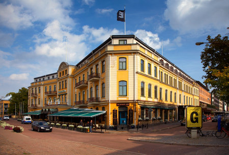 September 11, 2012 - Karlstad, Sweden: Elite  Hotels Stadshotellet, with Bishop Arms pub, exterior. The hotel was opened in 1870. のeditorial素材