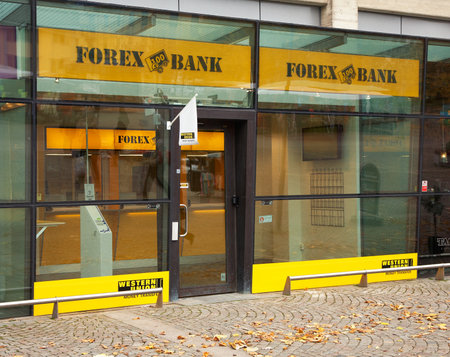 Sodertalje, Sweden - October 24, 2012: forex bank branch in the Main Square.  のeditorial素材