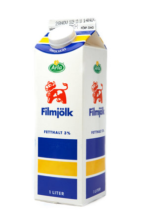 Sweden - November 17, 2012: A liter of curdled from Arla.のeditorial素材