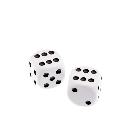 Two dice showing two sixes, on white background  の写真素材