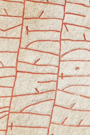 Close up of the runes on the Rok runestone  Rökstenen  at Rok church in Sweden  Carved early 800の写真素材