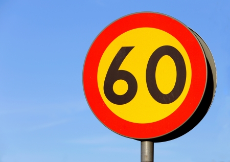 Swedish road sign speed limit 60 km h の写真素材