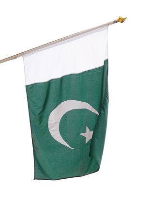 Pakistan flag isolated on whiteの写真素材