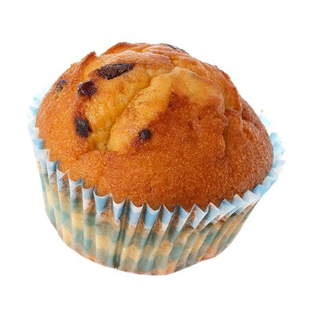 One blueberry muffin isolated on white background.の写真素材
