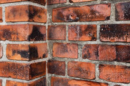 Red brick wall with corner.の写真素材