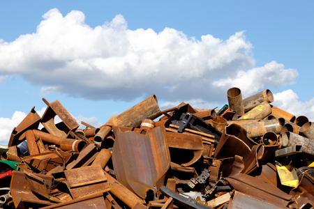 A heap of rusty scrap metal for recycling.の写真素材