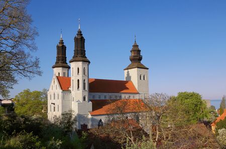 Exterior of the cathedral dating from the Middle Ages in Visby on the Swedish island of Gotland.の写真素材