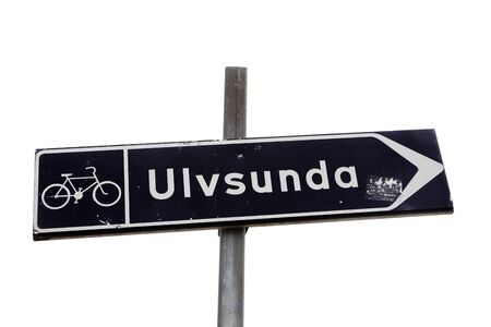 Signposts for cyclists to district Ulvsunda in Stockholm.の写真素材