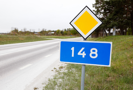 The primary county road 148 in the Swedish province of Gotlandの写真素材