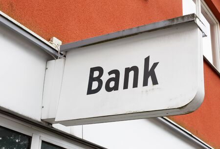 A generic bank sign outside a bank office.の写真素材