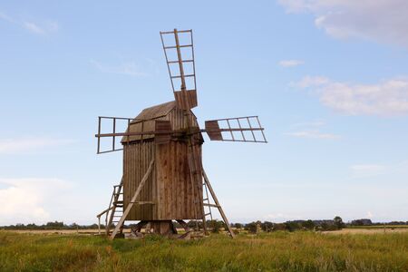 One post mill of five old obsolete windmills at Lerkaka in the Swedish province of Oland.