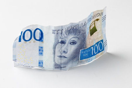 Stockholm, Sweden - February 16, 2017: Swedish banknote SEK 100 introduced 2016 with a portrait of...