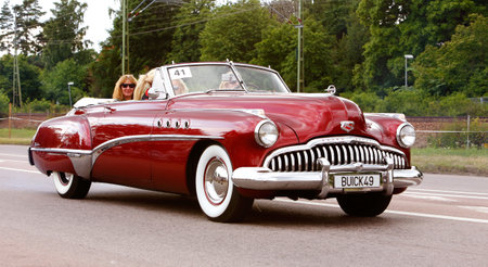 Vasteras, Sweden - July 5, 2013: One Buick Roadmaster 1949 during cruising parade at the Power Big Meet eventのeditorial素材